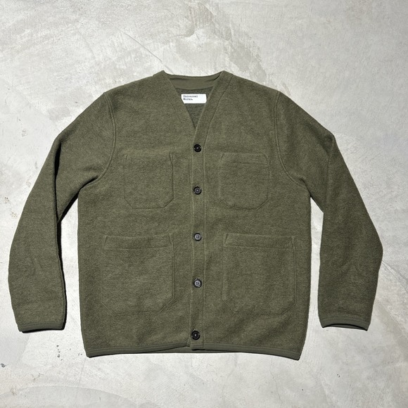 Universal Works Wool Blend Cardigan Jacket Green Men's Size M Made In Portugal